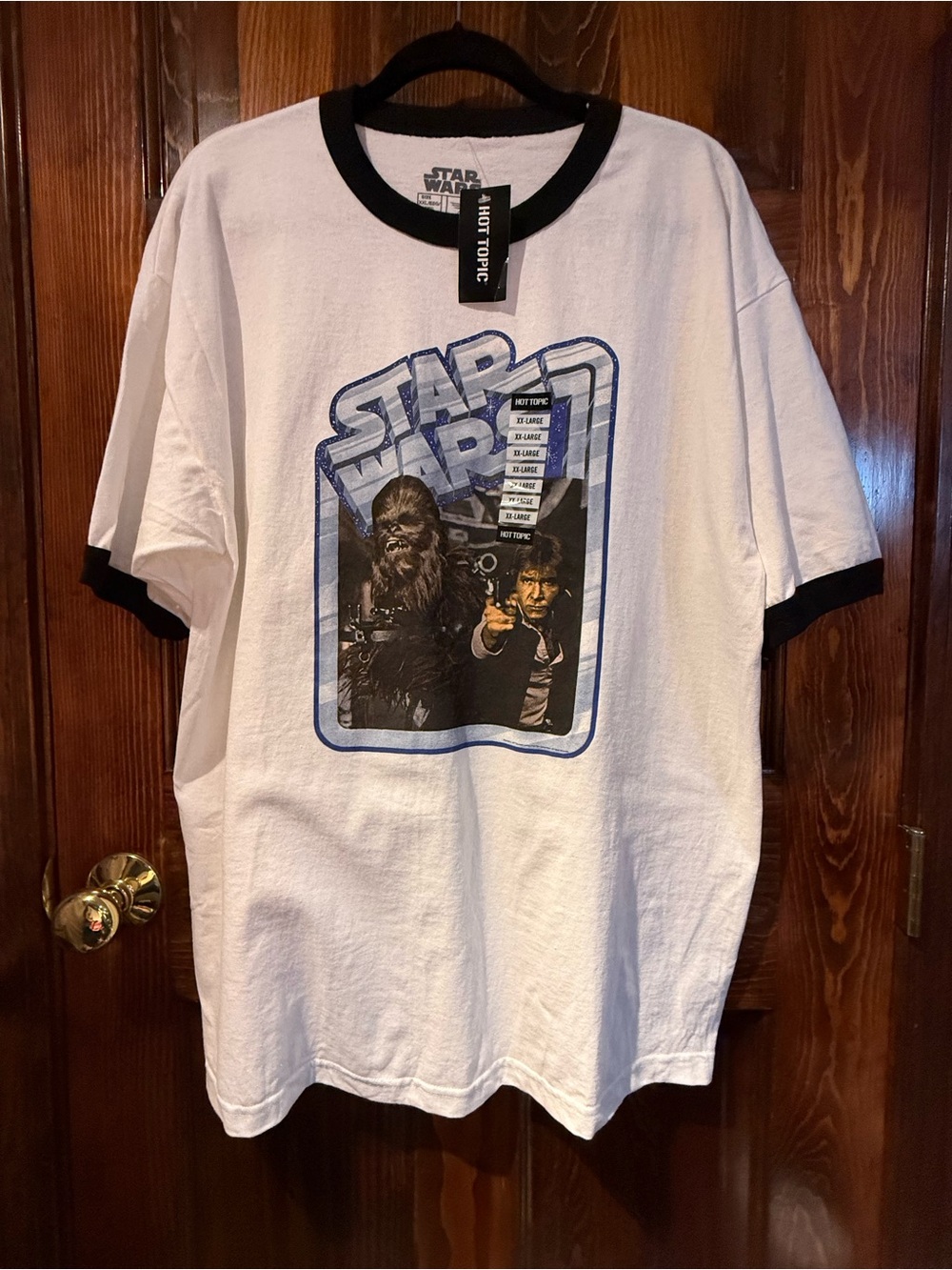 Star Wars White and Black Ringer Tee with Chewbacca & Han Solo Graphic